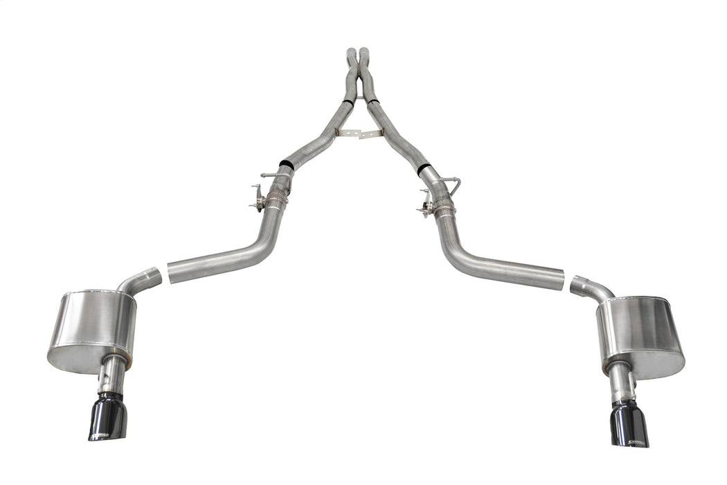 Corsa Performance 21072BLK 2.75in. Valved Cat-Back Dual Rear Exit with Single 4.5in. Black PVD Tips - Truck Part Superstore