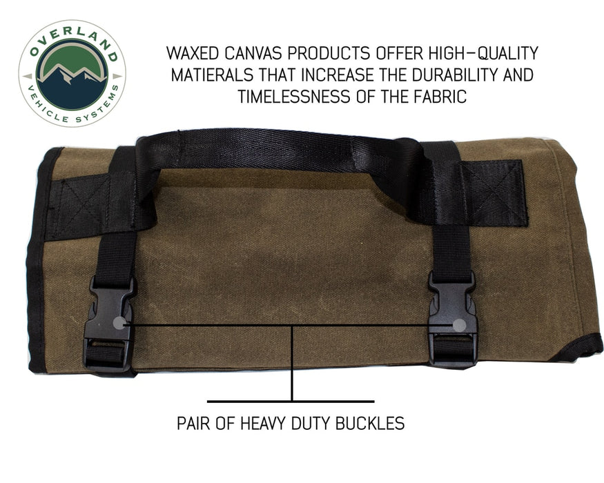 Overland Vehicle Systems 21079941 Rolled Bag General Tools With Handle And Straps Brown 16 LB Waxed Canvas Canyon Bag Universal Overland Vehicle Systems - Truck Part Superstore