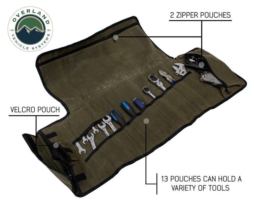 Overland Vehicle Systems 21079941 Rolled Bag General Tools With Handle And Straps Brown 16 LB Waxed Canvas Canyon Bag Universal Overland Vehicle Systems - Truck Part Superstore