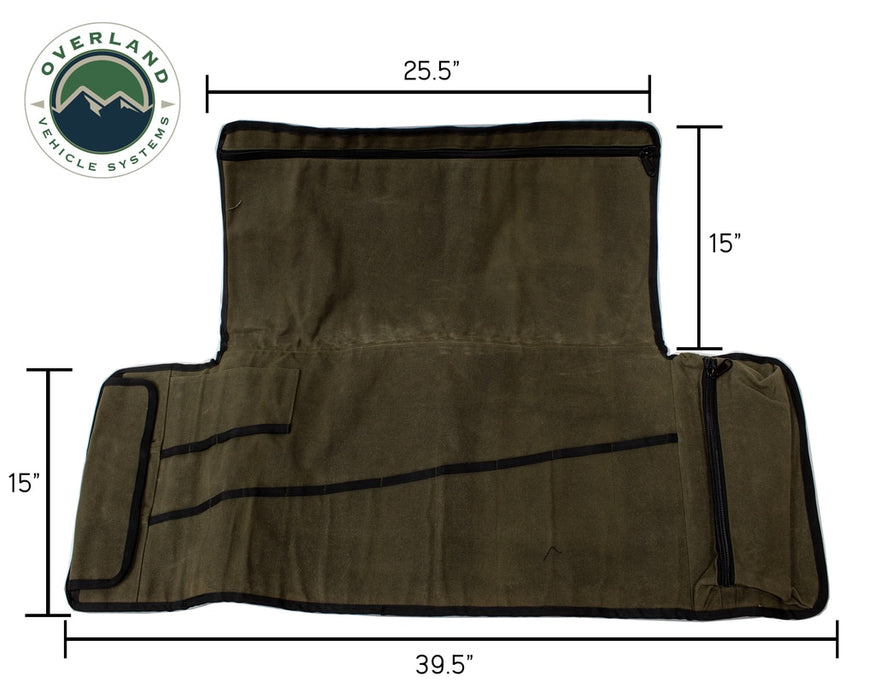 Overland Vehicle Systems 21079941 Rolled Bag General Tools With Handle And Straps Brown 16 LB Waxed Canvas Canyon Bag Universal Overland Vehicle Systems - Truck Part Superstore
