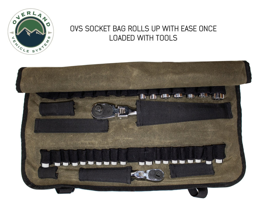 Overland Vehicle Systems 21089941 Rolled Tool Bag Socket With Handle And Straps 16 Lb Waxed Canvas Universal Overland Vehicle Systems - Truck Part Superstore
