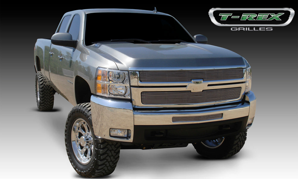 T-Rex Grilles 21112 Billet Series Grille; Horizontal; Aluminum; Polished; 2 Pc; Overlay; Bolt On; - Truck Part Superstore