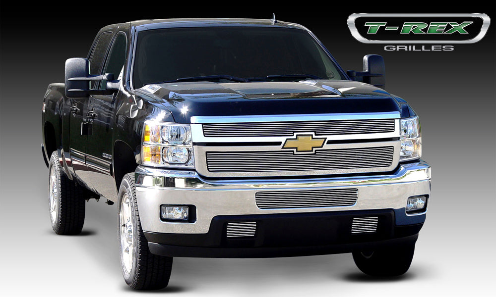 T-Rex Grilles 21114 Billet Series Grille; Horizontal; Aluminum; Polished; 2 Pc; Overlay; - Truck Part Superstore