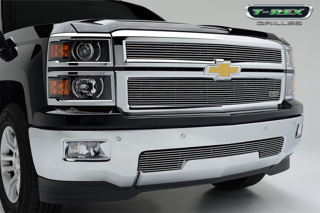 T-Rex Grilles 21117 Billet Series Grille; Horizontal; Aluminum; Polished; 2 Pc; Overlay; - Truck Part Superstore