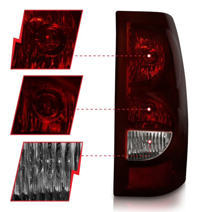 Anzo USA 211184 Tail Light Assembly; Dark Red/Clear Lens; OE Style; Pair; - Truck Part Superstore