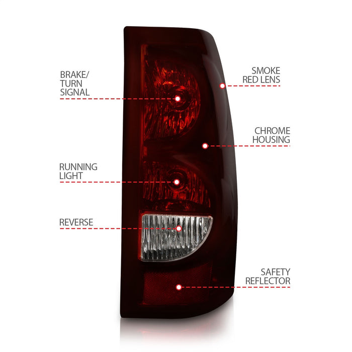 Anzo USA 211184 Tail Light Assembly; Dark Red/Clear Lens; OE Style; Pair; - Truck Part Superstore