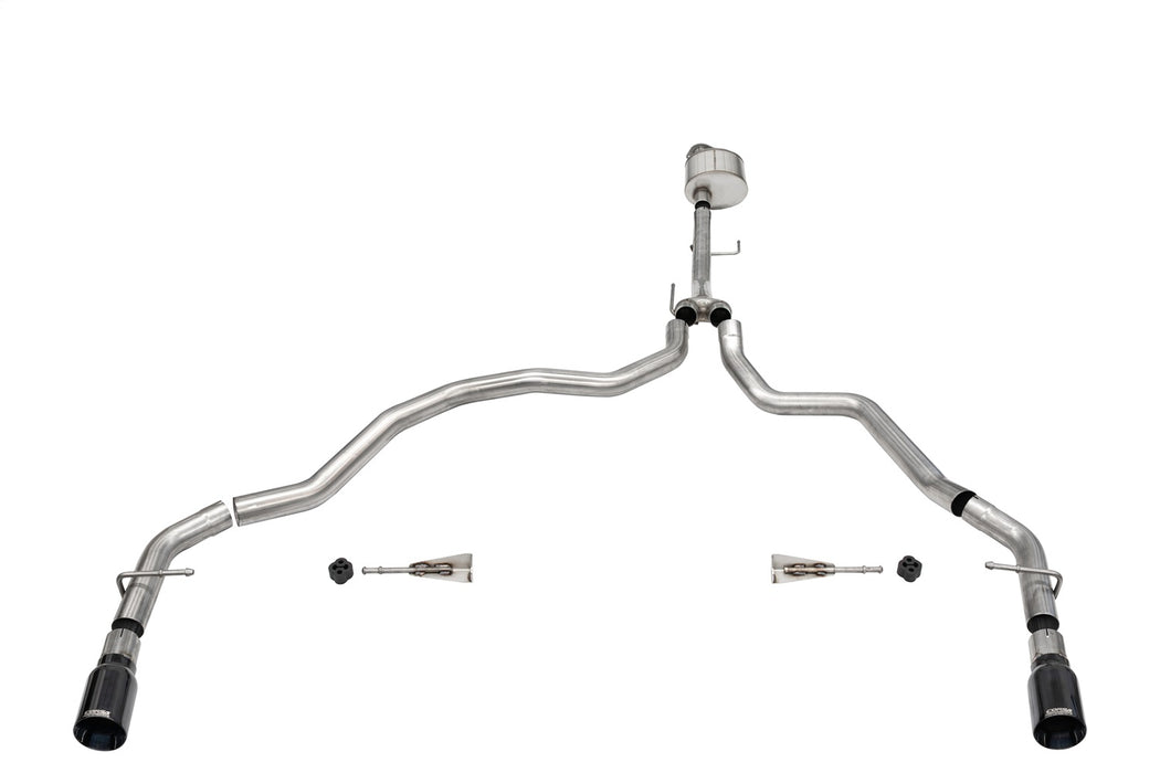 Corsa Performance 21143BLK 3.0in. Dual Rear Exit Catback Exhaust System with Flat Cut 4.0in. Dual Wall Tips - Truck Part Superstore