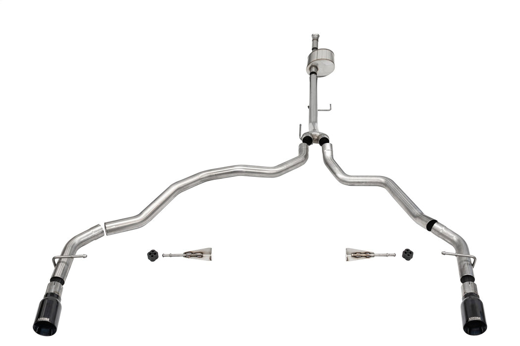 Corsa Performance 21146BLK 3.0in. Dual Rear Exit Catback Exhaust System with Flat Cut 4.0in. Dual Wall Tips - Truck Part Superstore