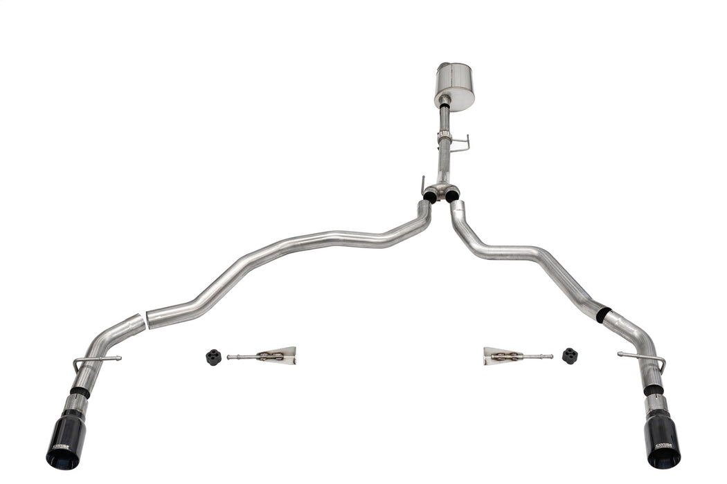 Corsa Performance 21164BLK 3.0in. Dual Rear Exit Catback Exhaust System with Flat Cut 4.0in. Dual Wall Tips - Truck Part Superstore