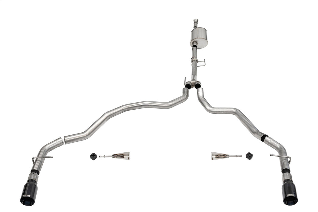 Corsa Performance 21167BLK 3.0in. Dual Rear Exit Catback Exhaust System with Flat Cut 4.0in. Dual Wall Tips - Truck Part Superstore