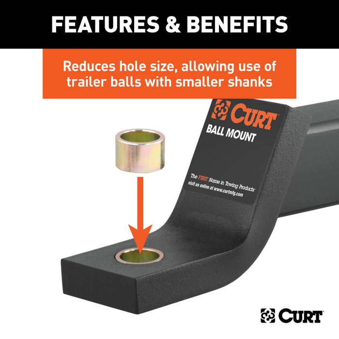 CURT 21201 Trailer Ball Reducer Bushing (From 1-1/4in. to 1in. Stem; Packaged) - Truck Part Superstore