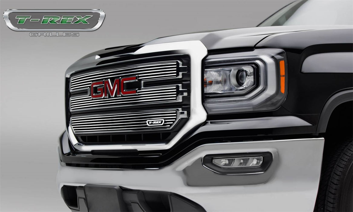 T-Rex Grilles 21215 Billet Series Grille; Horizontal; Aluminum; Polished; 3 Pc; Overlay; - Truck Part Superstore