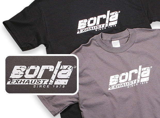 Borla 21266 Men's Distressed Black Crew Neck T-Shirt - XL. - Truck Part Superstore