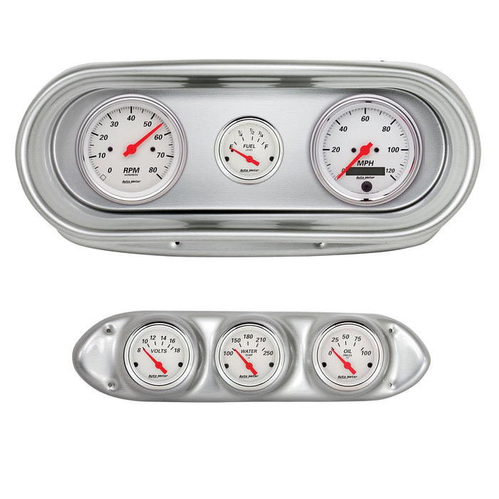 AutoMeter 2127-03 DIRECT FIT DASH KIT; NOVA 62-65; TACH/MPH/FUEL/OILP/WTMP/VOLT; ARCTIC WHITE - Truck Part Superstore
