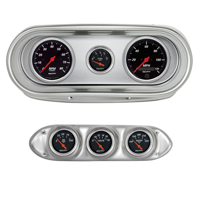 AutoMeter 2127-06 DIRECT FIT DASH KIT; NOVA 62-65; TACH/MPH/FUEL/OILP/WTMP/VOLT; DESIGNER BLACK - Truck Part Superstore