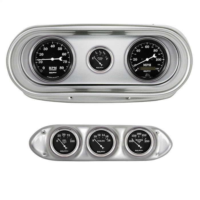 AutoMeter 2127-07 DIRECT FIT DASH KIT; NOVA 62-65; TACH/MPH/FUEL/OILP/WTMP/VOLT; OLD TYME BLACK - Truck Part Superstore
