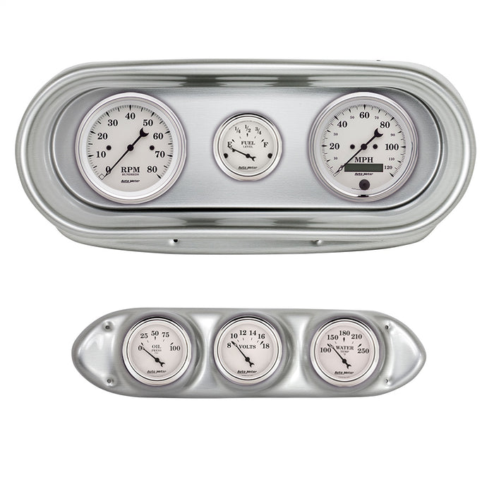 AutoMeter 2127-08 DIRECT FIT DASH KIT; NOVA 62-65; TACH/MPH/FUEL/OILP/WTMP/VOLT; OLD-TYME WHITE - Truck Part Superstore