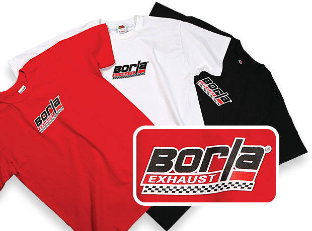 Borla 21273 Men's Checkered White Crew Neck T-Shirt - Medium. - Truck Part Superstore