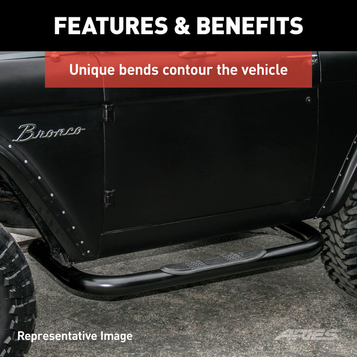 ARIES 213014 3in. Round Black Stainless Side Bars; Select Ford F-250; F-350 Super Duty - Truck Part Superstore