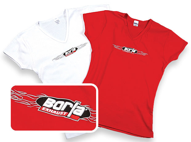 Borla 21308 Women's Wireframe Red V-Neck T-Shirt - Small. - Truck Part Superstore