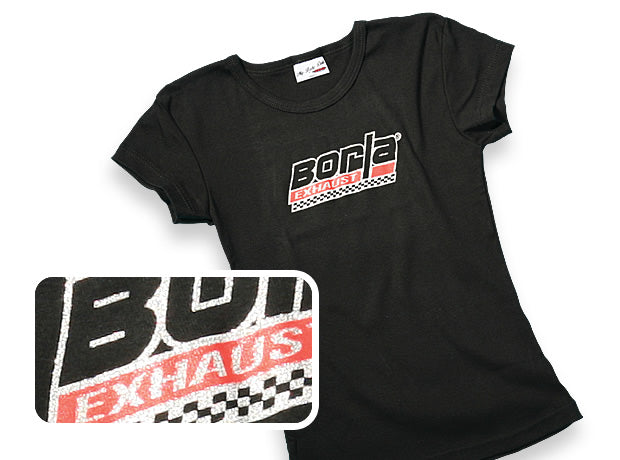 Borla 21312 Women's Checkered Black Scoop Neck T-Shirt - Large. - Truck Part Superstore