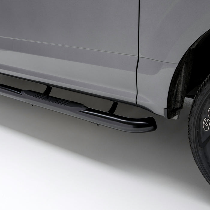 ARIES 214009 3in. Round Black Stainless Side Bars; Select Silverado; Sierra 1500; 2500; 3500 - Truck Part Superstore