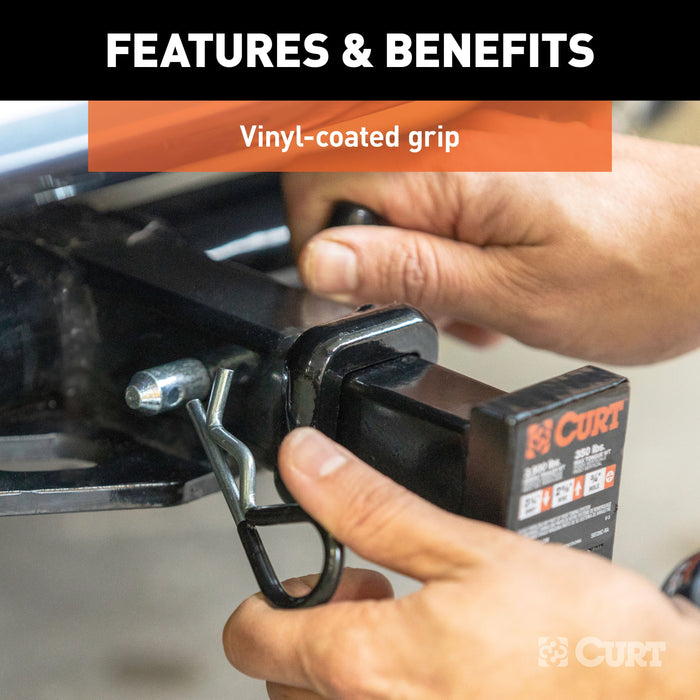 CURT 21410 1/2in. Hitch Pin (1-1/4in. Receiver; Zinc with Rubber Grip) - Truck Part Superstore