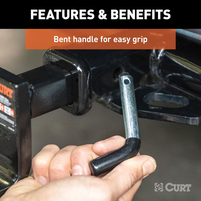 CURT 21410 1/2in. Hitch Pin (1-1/4in. Receiver; Zinc with Rubber Grip) - Truck Part Superstore