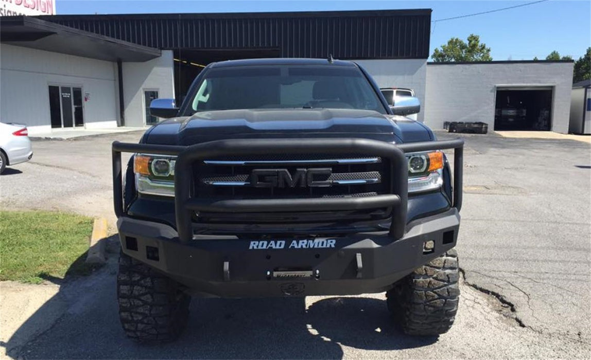 Road Armor 214R5B Stealth Winch Front Bumper; Lonestar Guard; Satin Black; Square Fog Light Holes; - Truck Part Superstore