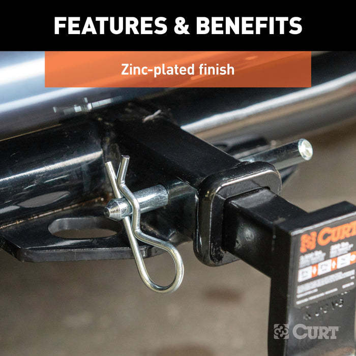 CURT 21502 1/2in. Hitch Pin with 5/8in. Adapter (1-1/4in. or 2in. Receiver; Zinc; Packaged) - Truck Part Superstore