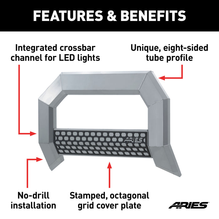ARIES 2153003 AdvantEDGE 5-1/2in. Chrome Aluminum Bull Bar; Select Ford F250; F350; F450; F550 - Truck Part Superstore