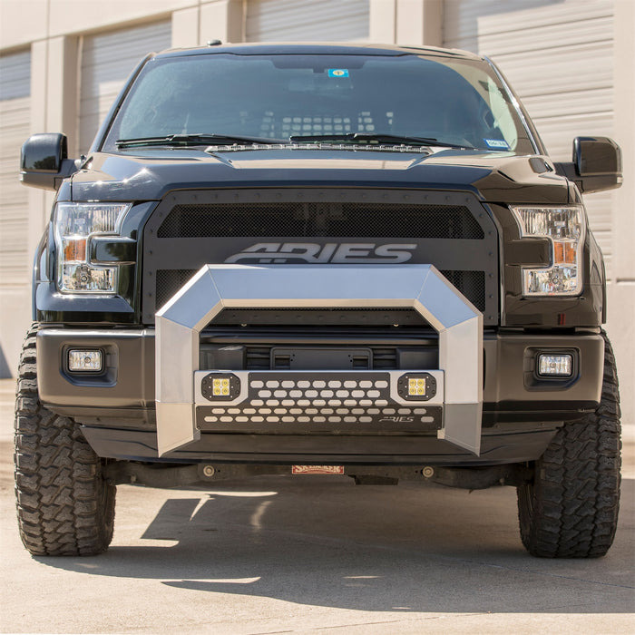 ARIES 2153102 AdvantEDGE 5-1/2in. Chrome Aluminum Bull Bar with Lights; Select Ford Super Duty - Truck Part Superstore