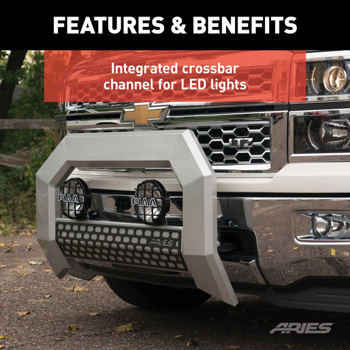 ARIES 2154000 AdvantEDGE 5-1/2in. Chrome Aluminum Bull Bar; Select Silverado; Sierra 1500 - Truck Part Superstore