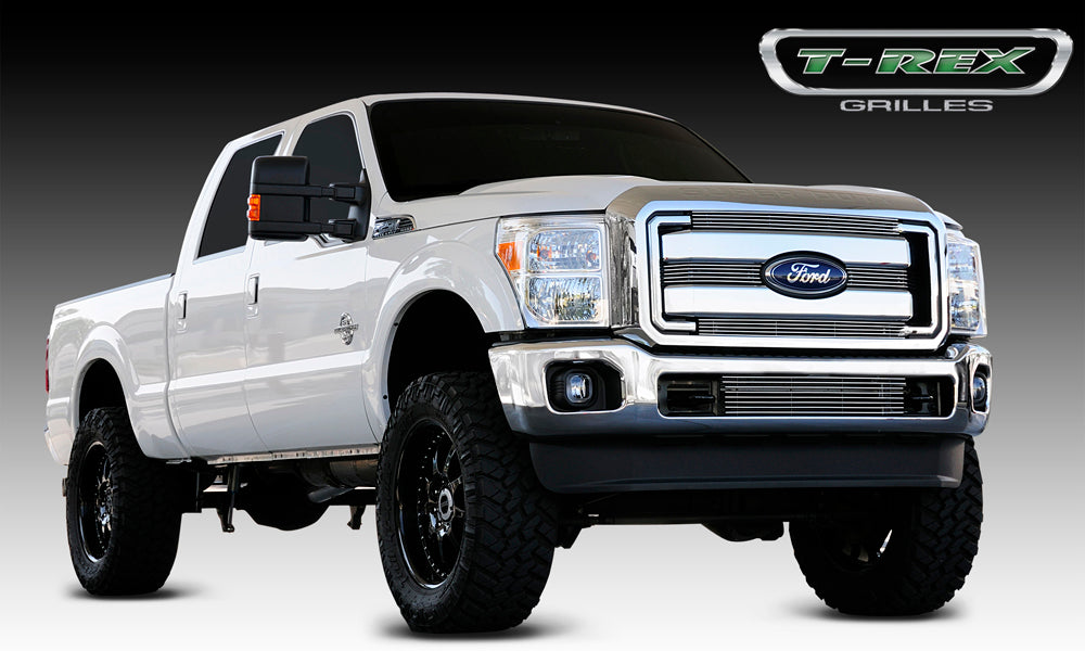 T-Rex Grilles 21546 Billet Series Grille; Horizontal; Aluminum; Polished; 4 Pc; Overlay; - Truck Part Superstore