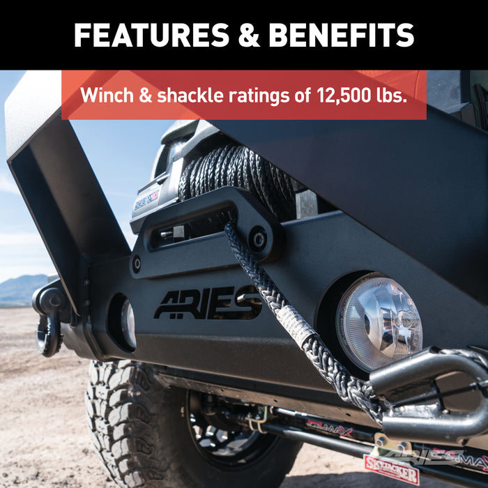 ARIES 2156000 TrailCrusher Jeep Wrangler JK Steel Front Bumper; 12.5K - Truck Part Superstore