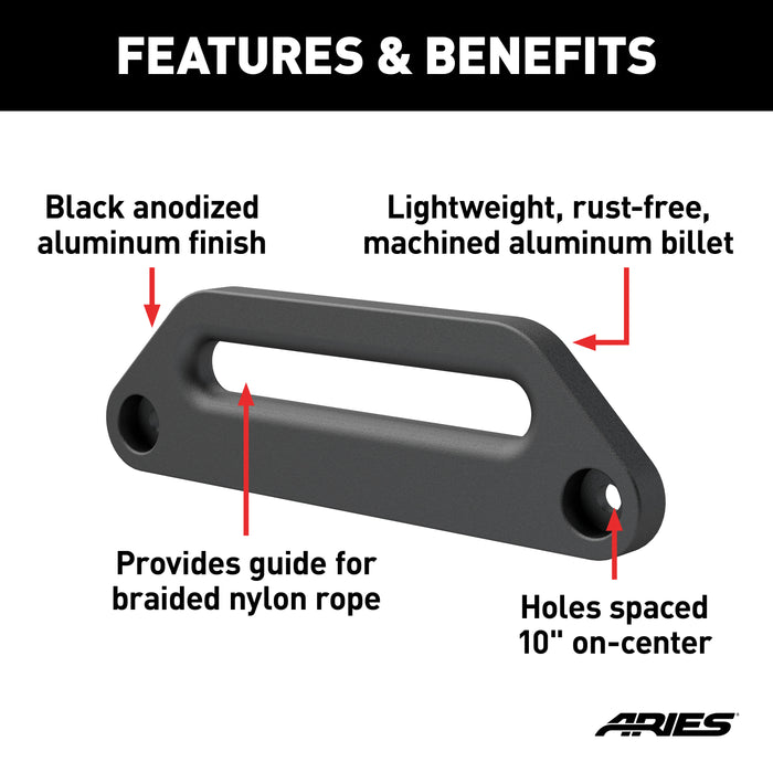 ARIES 2156070 ARIES 2156070 Black Aluminum Hawse Fairlead - Truck Part Superstore
