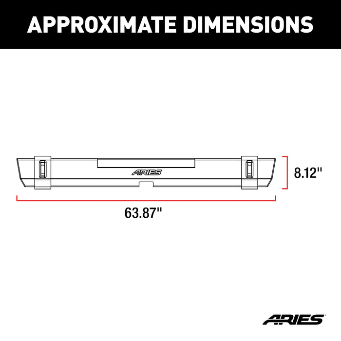 ARIES 2157000 TrailCrusher Jeep Wrangler JK Steel Rear Bumper; 12.5K - Truck Part Superstore