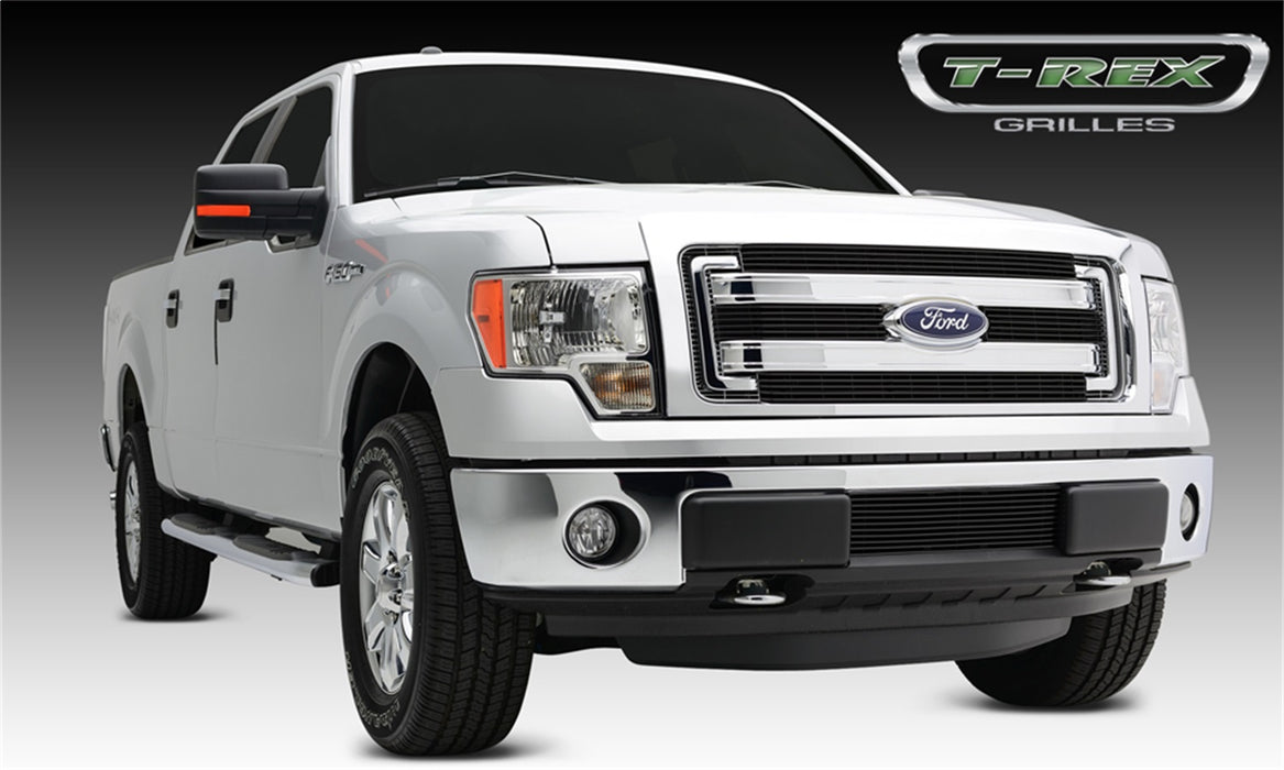 T-Rex Grilles 21573B Billet Series Grille; Horizontal; Aluminum; Black; 4 Pc; Overlay; - Truck Part Superstore