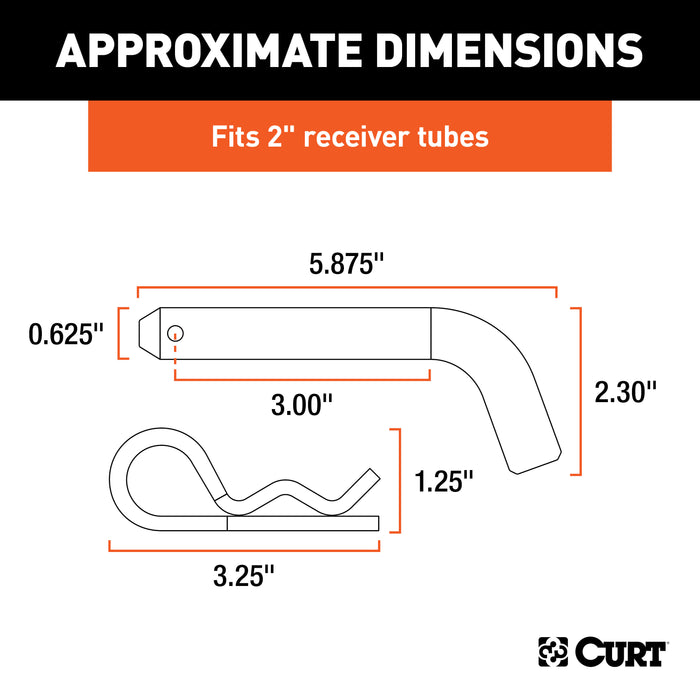 CURT 21578 CURT 21578 Black Trailer Hitch Pin/Clip; 5/8-Inch Diameter; Fits 2-Inch Receiver - Truck Part Superstore