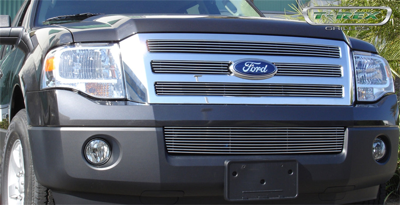 T-Rex Grilles 21594 Billet Series Grille; Horizontal; Aluminum; Polished; 4 Pc; Bolt-On; - Truck Part Superstore