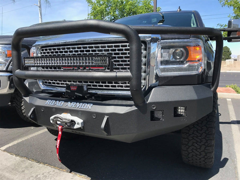 Road Armor 215R5B Stealth Winch Front Bumper; Lonestar Guard; Satin Black; Square Fog Light Holes; - Truck Part Superstore
