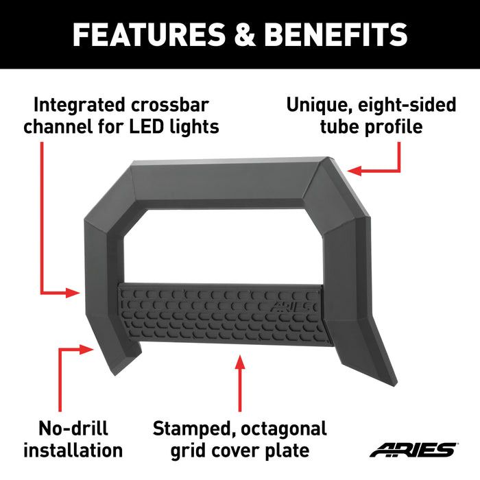 ARIES 2163003 AdvantEDGE 5-1/2in. Black Aluminum Bull Bar; Select Ford F250; F350; F450; F550 - Truck Part Superstore