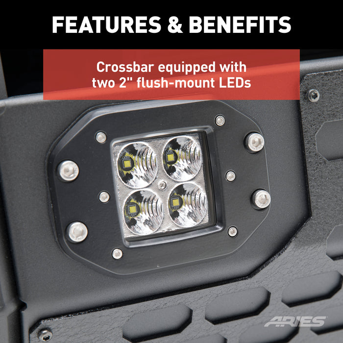 ARIES 2163103 AdvantEDGE 5-1/2in. Black Aluminum Bull Bar with Lights; Select Ford Super Duty - Truck Part Superstore