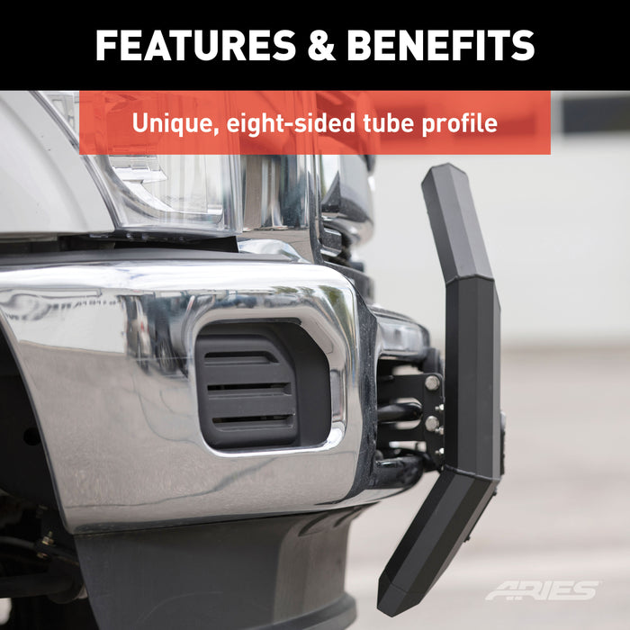 ARIES 2164101 AdvantEDGE 5-1/2in. Black Aluminum Bull Bar with Lights; Select Silverado; Sierr - Truck Part Superstore