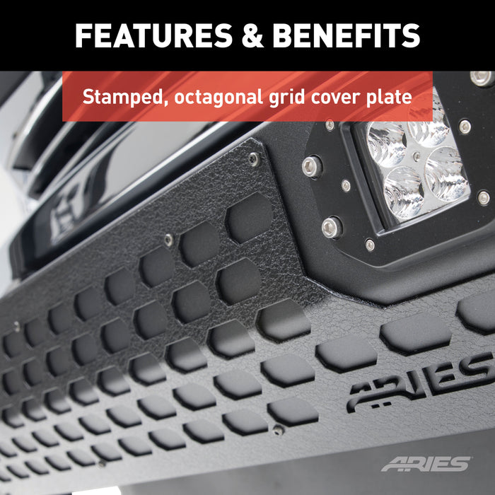 ARIES 2164101 AdvantEDGE 5-1/2in. Black Aluminum Bull Bar with Lights; Select Silverado; Sierr - Truck Part Superstore