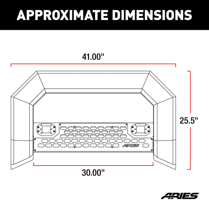 ARIES 2165100 AdvantEDGE 5-1/2in. Black Aluminum Bull Bar with Lights; Select Dodge; Ram 1500 - Truck Part Superstore