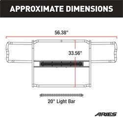 ARIES 2170031 Pro Series Black Steel Grille Guard with Light Bar; Select Jeep Renegade - Truck Part Superstore