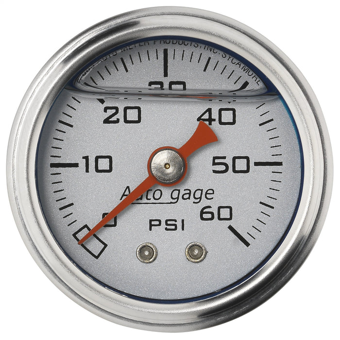 AutoMeter 2179 GAUGE; PRESS; 1.5in. DIRECT MNT; 60PSI; LIQUID FILLED MECH; SLVR; 1/8in. NPTF MA - Truck Part Superstore