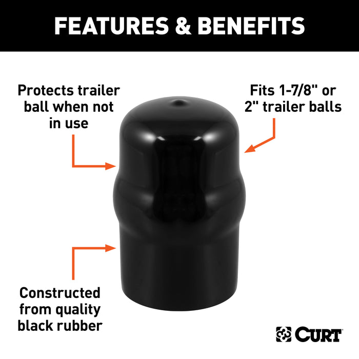 CURT 21800 CURT 21800 Black Rubber Trailer Hitch Ball Cover; 1-7/8 or 2-Inch Diameter - Truck Part Superstore