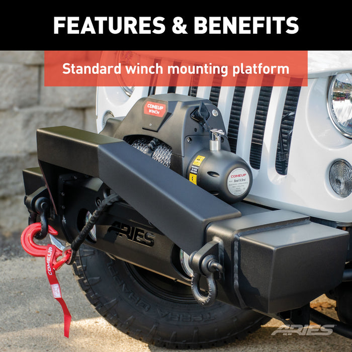 ARIES 2186000 TrailCrusher Jeep Wrangler JK Steel Front Bumper with Brush Guard; 12.5K - Truck Part Superstore
